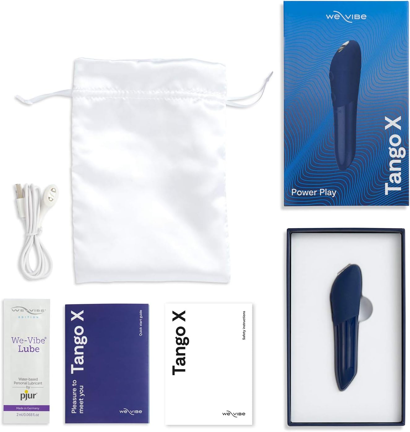We-Vibe Tango X Rechargeable Personal Massager for Women, Compact Waterproof Design, Midnight Blue
