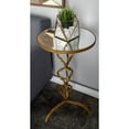 thumbnail image 3 of DecMode 16" x 30" Gold Metal Quatrefoil Design Accent Table with Mirrored Glass Top, 1-Piece, 3 of 14