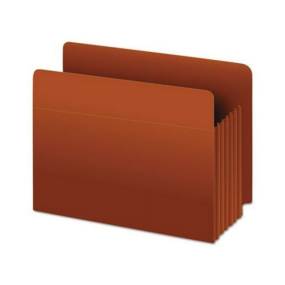 Heavy-Duty End Tab File Pockets 3.5" Expansion, Legal Size, Red Fiber, 10/Box