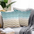 thumbnail image 2 of Waterproof Throw Pillow Covers Set of 2, 26x26 Inch Teal Brown Ombre Decorative Pillowcases Outdoor Pillow Slip Cushion Covers Set for Couch Tent Modern Gradient White Geometric, 2 of 7