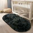 thumbnail image 5 of ZENELESS Oval Fluffy Rug, Non-Slip Soft Plush Shag Carpet for Kids Room Nursery Dorm Living Room, 2.6 x 5.3ft Tie-dye Black and Gray, 5 of 8
