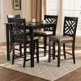thumbnail image 6 of Baxton Studio Caron Modern and Contemporary Sand Fabric Upholstered Espresso Brown Finished 5-Piece Wood Pub Set, 6 of 7