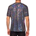 thumbnail image 3 of INSPIRE CHIC Men's T-Shirts Sequin Short Sleeve Crew Neck Nightclub Party T-Shirts M Silver, 3 of 6