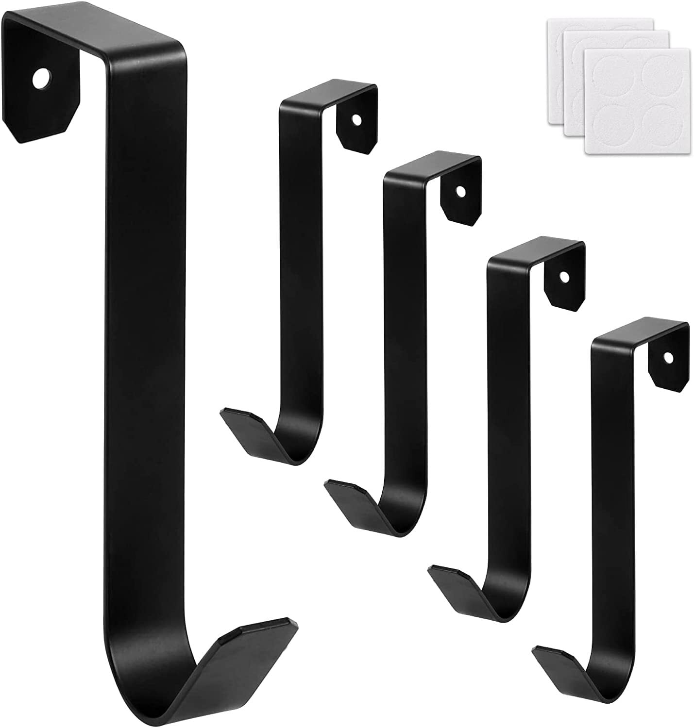 Front Door Metal Wreath Over The Door Hanger with Single Hook Black