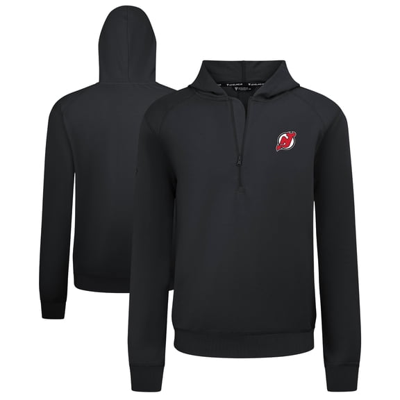 Men's Levelwear Black New Jersey Devils Technic Quarter-Zip Pullover Hoodie