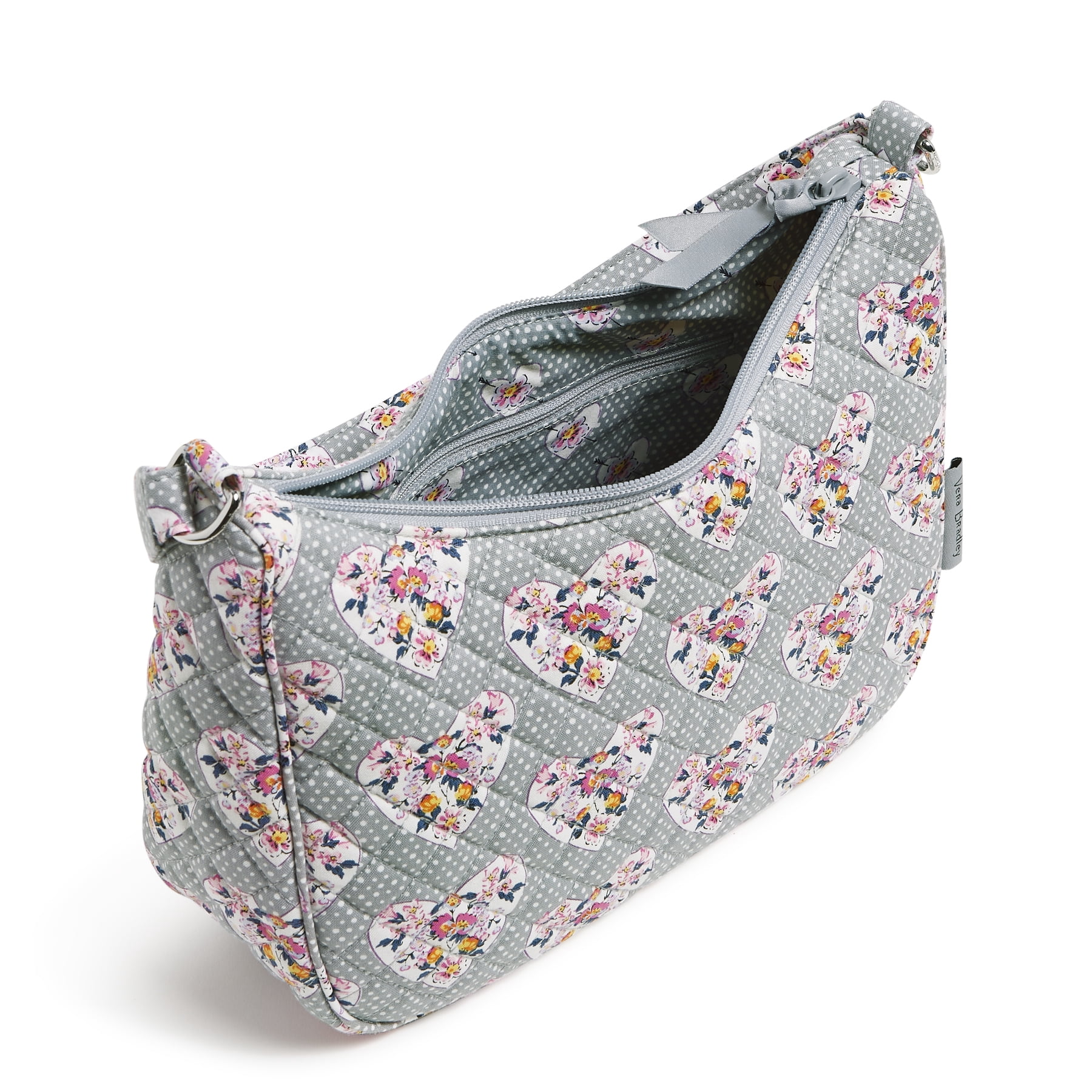 Vera Bradley Women's Cotton Frannie Crescent Crossbody Bag Mon Amour Gray