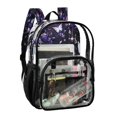 thumbnail image 2 of Large Clear PVC Backpack Heavy Duty See Through Backpack for Adults Work Travel, Dark Violet Garden Printed 12L, 2 of 8