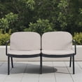 thumbnail image 2 of Tcbosik Outdoor Loveseat with Cushion, Weather-Resistant Sofa with PP Frame, 2-Seater Couch for Balcony, Porch, Backyard, Beige & Black, 2 of 10
