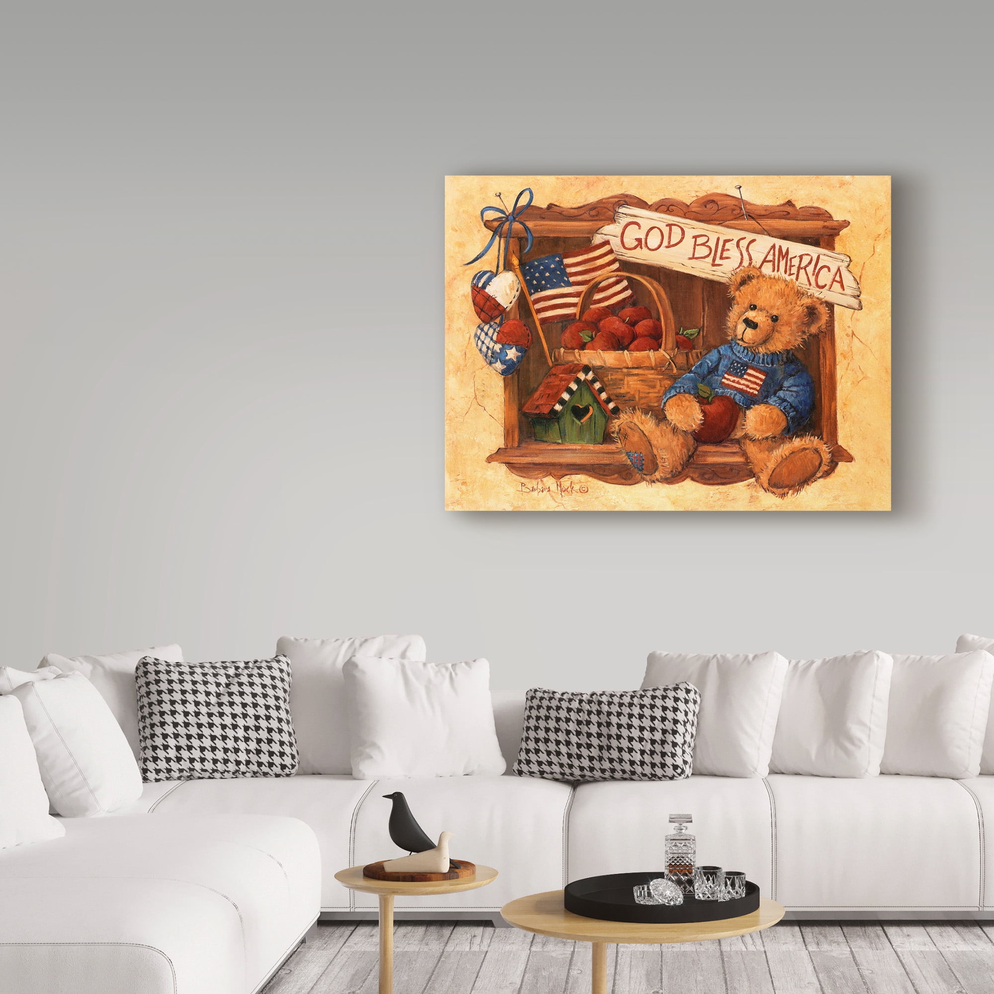 Trademark Fine Art 'God Bless America Teddy' Canvas Art by Barbara Mock