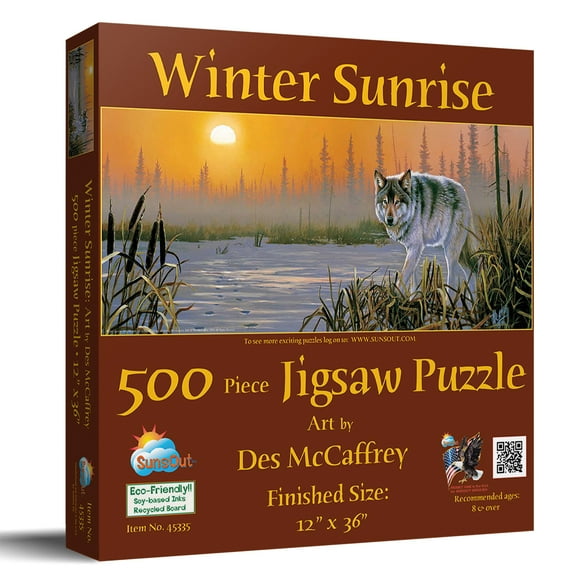 SUNSOUT INC - Winter Sunrise - 500 pc Jigsaw Puzzle by Artist: Des McCaffrey - Finished Size 12" x 36" - MPN# 45335