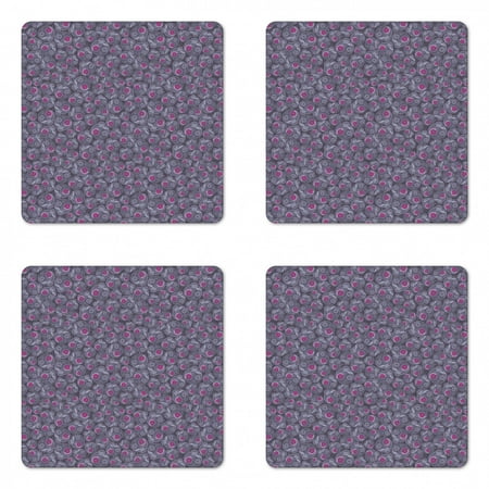

Sugar Skull Coaster Set of 4 Repetitive Pattern of Retro Style Skulls with Flower Details Square Hardboard Gloss Coasters Standard Size Dark Indigo Purpleblue by Ambesonne