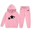 thumbnail image 5 of Pink Unisex Kids 2-Piece Star Design Tracksuit, Hoodie & Jogger Pants 100% Polyester Relaxed Fit Machine Washable for 4-12 Years,Size 3-4T, 5 of 5