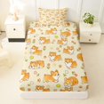 thumbnail image 4 of Manfei Cute Dalmatian Corgi Twin Sheets, Spring Tulip Flower Bedding, Cream, 3-Piece, 1 Flat Sheet, 1 Fitted Sheet and 1 Pillowcase, 4 of 6