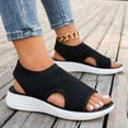thumbnail image 5 of Rokment Womens Knit Mesh Athletic Orthopedic Slingback Sandals Open Toe Slip on Casual Wedge Shoes Breathable Comfortable Walking Sneakers Summer Black Size 9, 5 of 7