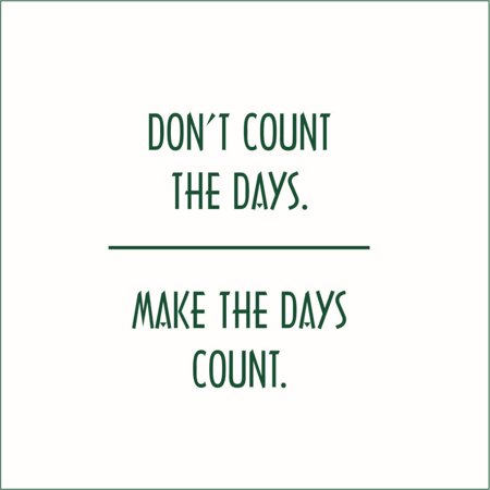 Don't Count the Days, Make the Days Count Vinyl Quote - Large - Hunter Green