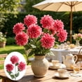 thumbnail image 2 of 3 - Head Artificial Dahlia Silk Flowers, Living Room Decor, Dining Table Centerpiece, Wedding and Event Decor, Easy Care, Modern Indoor Accent,Red, 2 of 6