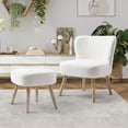 thumbnail image 2 of Modern 2PC Set Wide Wingback Accent Chair in Water and Stain Resistant Boucle Upholstered Fabric and Ottoman, Cream, 2 of 5