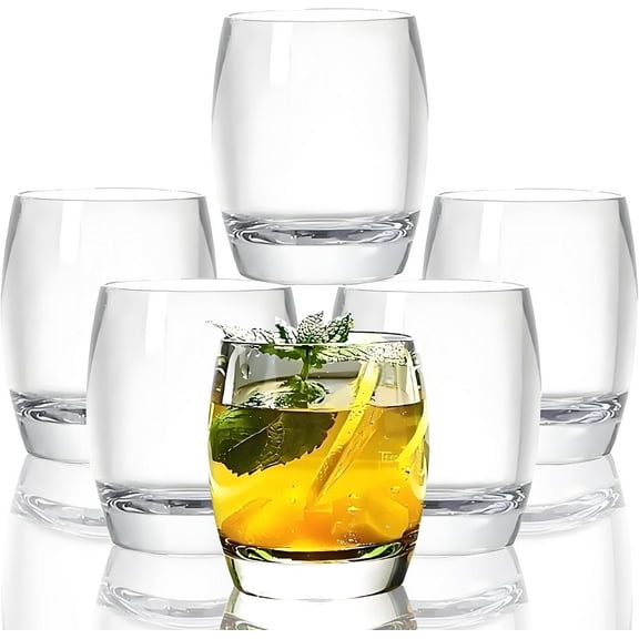 8 Oz Set of 6 Plastic Drinking Glasses Dishwasher Safe BPA Free Unbreakable Juice Glasses for Kids Shatterproof Wine Water Glasses Acrylic Tumblers (Clear)