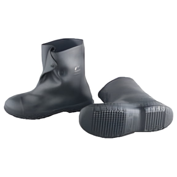Dunlop Protective Footwear Men's 12-13 Rain & Cold Resistant Overshoes 10" High, Plain Toe, Nonslip & 4-Way Cleated Sole, PVC Upper, Black