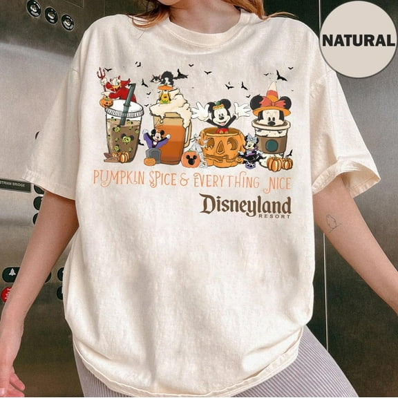 Cute Mickey And Friends Pumpkin Spice Everything Nice Autumn Leaves Shirt, Disneyland Resort Fall Vibes Tee, Disney Family Costume Party Trip, S-5XL Shirt