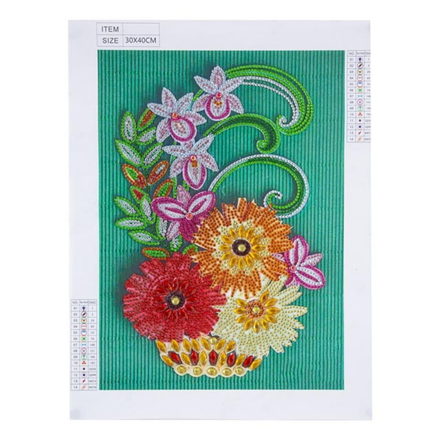 Kit de pintura de diamantes 5D DIY con flores, taladro, diamantes de imitación, bordado, manualidades Flor colorida