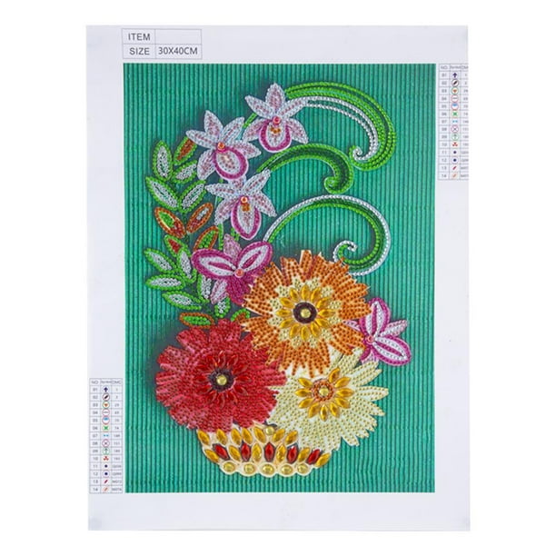 Kit de pintura con diamantes de imitación 5D para adultos, diseño de flores y corazones Flor colorida