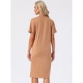 thumbnail image 4 of DARING DIVA Women's Casual Pajama Dress Loose Fit Short Sleeve Sleepwear S Coffee, 4 of 8