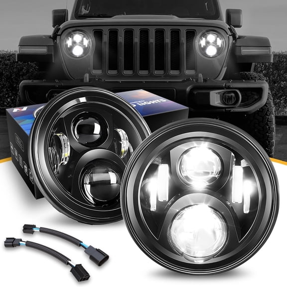 DNA Motoring Projector Headlights for 07-18 Jeep Wrangler JK, Black/Clear