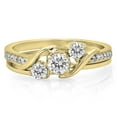 thumbnail image 3 of 0.50 Carat (ctw) 14K Yellow Gold Round Diamond Ladies Swirl Bridal 3 Stone Engagement Ring With Matching Band Set 1/2 CT, 3 of 4