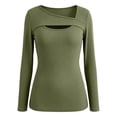 thumbnail image 5 of Womens Fashion Spring ＆ Summer Clothes One Piece Cutout Tops Long Sleeve Ribbed Slim Fitted Shirts Tee Tshirts, 5 of 6
