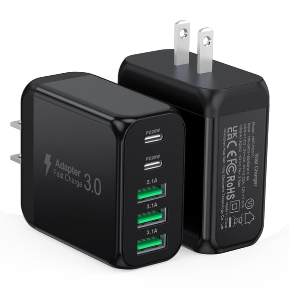 [Cargador] Cargador de pared USB C CSODINCE de 50 W, bloque PD de 5 puertos