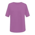 thumbnail image 5 of Delayuji Oversize T Shirt Women's Print Short Sleeve Round Neck Vintage V Neck Tops Casual Basic Summer Tee Shirts Blouse Purple Xxl Polyester,Spandex Short Sleeve Shirts for Women, 5 of 5