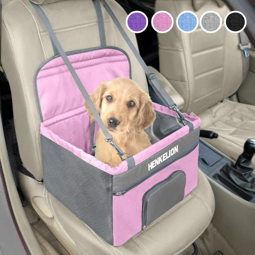 IGUOHAO Small Dog Car Seat Dog Booster Seat for Car Front Seat Pet Booster Car Seat for Small Dogs Medium Dogs Within 30 lbs Reinforced Dog Car Booster Seat Harness with Seat