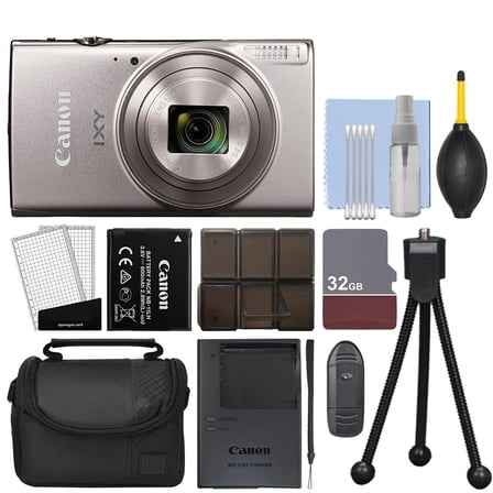 Canon IXY 650 M / ELPH 360 A 20.2MP Digital Camera 12x Zoom Silver   32GB Kit - International Version