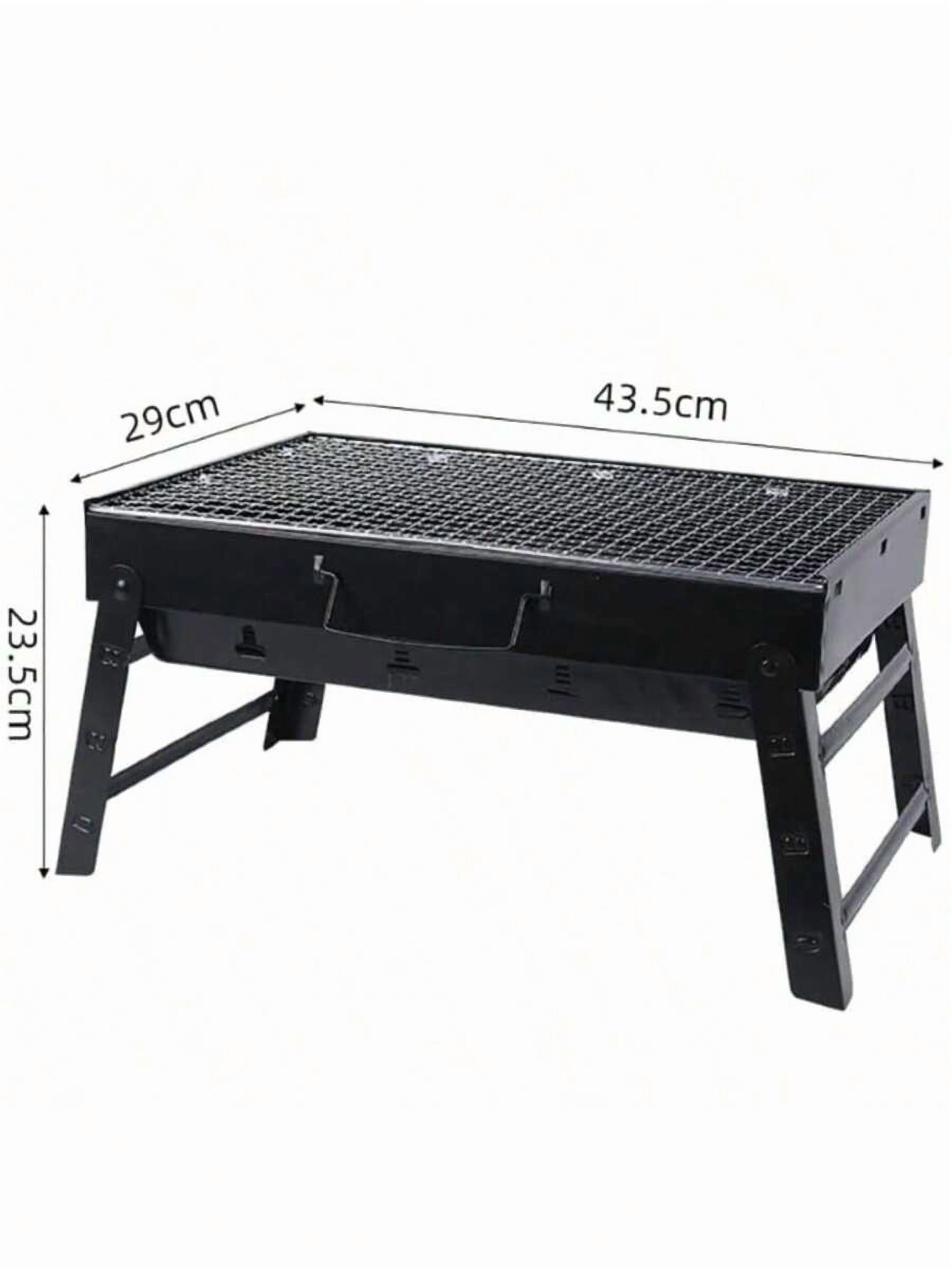Folding Portable Charcoal Grill, Smoker Stainless Steel BBQ Grill 17.5''*11.5", Small Desk Tabletop Outdoor Barbecue Grill For Camping Picnics Garden Beach Party