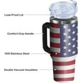 thumbnail image 4 of 40oz American Flag Tumbler with Handle and Straw - Insulated Stainless Steel Coffee Mug & Water Bottle, Ideal Gift for Memorial Day, Veterans Day, Independence Day, Labor Day, and Patriots., 4 of 6