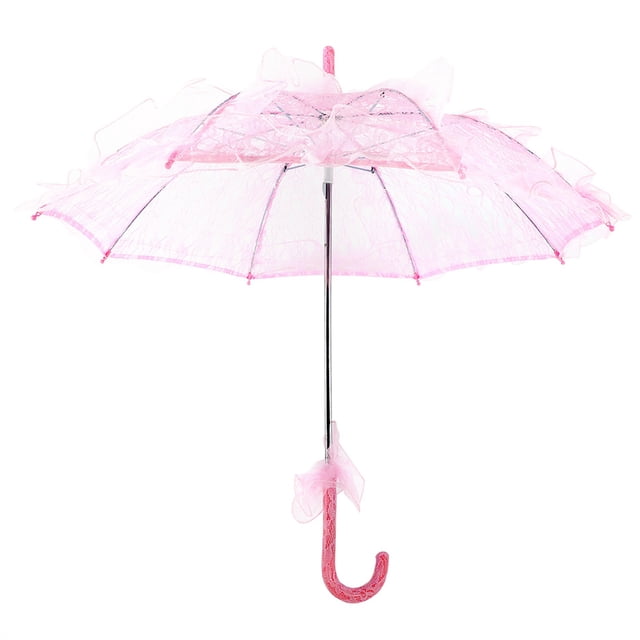Paraguas nupcial de encaje de algodón para bodas, fiestas, baile, fotografía (rosa)