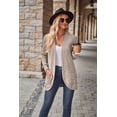 thumbnail image 3 of Chiclily Womens Long Cardigan Lightweight Sweater Open Front Long Sleeve Knit Outfits with Pockets, Khaki S, 3 of 7
