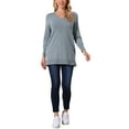 thumbnail image 2 of INSPIRE CHIC Women's Fall Winter Sweater V Neck Long Sleeve Oversized Sweater with Pockets Loose Chunky Tunic Pullover Top XL Grey, 2 of 6