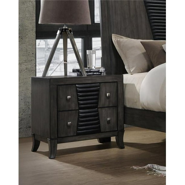 K&B Furniture Ash Grey Wood Nightstand