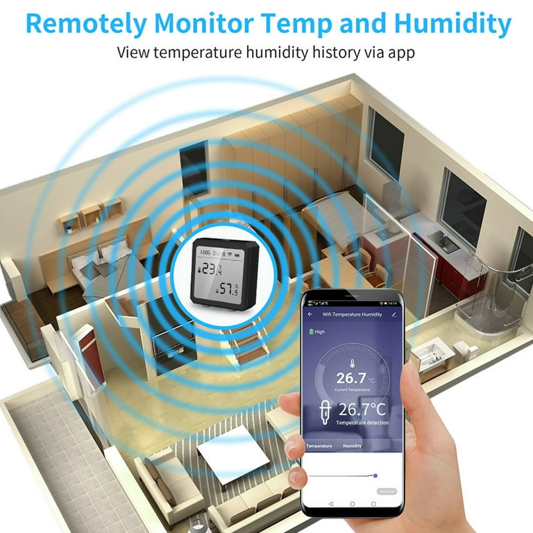 WiFi Hygrometer Thermometer Wireless Temperature Humidity Monitor with App  Alerts Indoor Outdoor Temperature Humidity Sensor Compatible with Alexa  Google Assistant for Home Greenhouse Cellar 