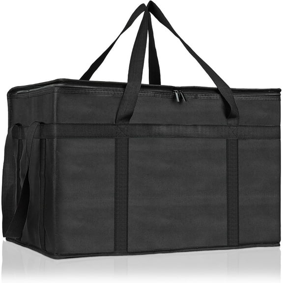 Insulated Bags for Food Delivery, XXXL Pizza Delivery Bags for Large Capacity Cooler Bag Keep Food Warm for Grocery Shopping and Catering, Foldable, Heavy-Duty (Black)