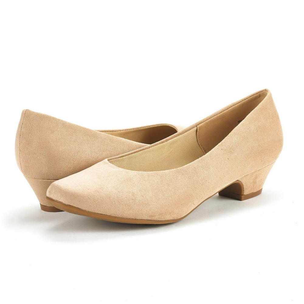 Dream Pairs - Dream Pairs Women Fashion Heel Pump Shoes Low Chunky Slip On Round Toe Shoes