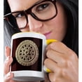 thumbnail image 2 of Gold Sands Ornate Vintage Architectural Element On Dark Chocolate Background, 11oz Two-Tone Yellow Mug, 2 of 7