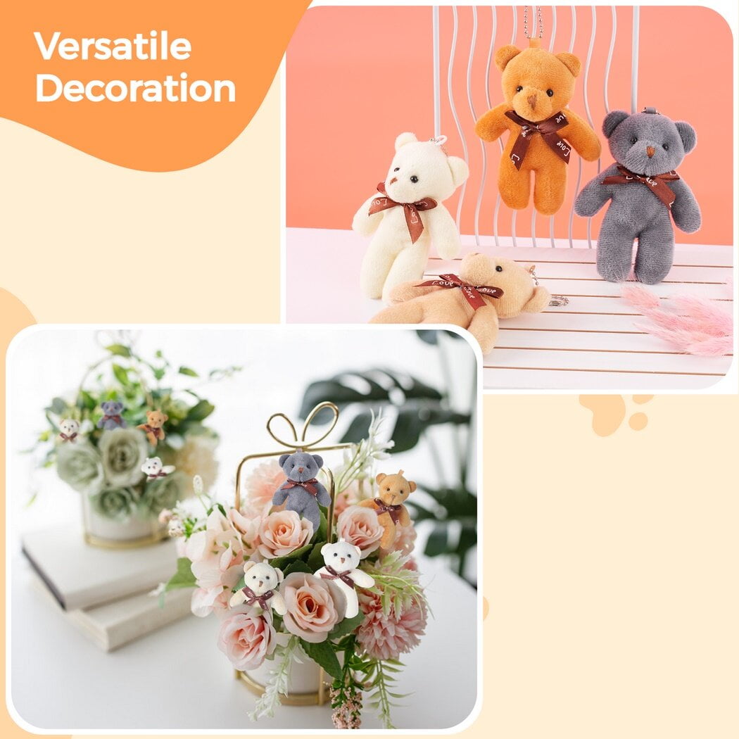 20PCS Mini Bear Stuffed Plush Bear, Mini Bear Bulk with Thank You Tag Organza Packing Bag, for Guest Baby Shower Souvenirs Birthday Christmas Gift