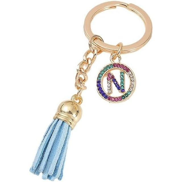 26 Letters A-Z Decorative Alphabet Initial Charm Keychain for Women Girls Men Teenager Gift