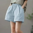 thumbnail image 2 of Erwazi Women's Solid Shorts Elastic Waist Casual Summer Wide Leg Shorts with Pockets, 2 of 3