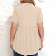 thumbnail image 5 of Plus Tops para Mujeres Tamaño Plus Moda Color Sólido Casual Botón-Up Top con Cuello en V Y Manga 3/4 Mujeres Tamaño Plus Tops de Verano, 5 of 8