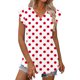 thumbnail image 2 of Craaazy Women Casual V Neck Blouse, Polka Dot/Ombre/Check Print Short Sleeve Ruffle Sleeve Top, Loose Fit Comfy T-shirts for Daily Wear Gifts, 2 of 9
