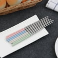 thumbnail image 6 of Ludlz Stainless Steel Chopsticks Polished Reusable Chopsticks, Dishwasher-safe, Non-Slip, Metal Square Chopsticks as Present Gift Fit Kitchen Dinner, 6 of 7